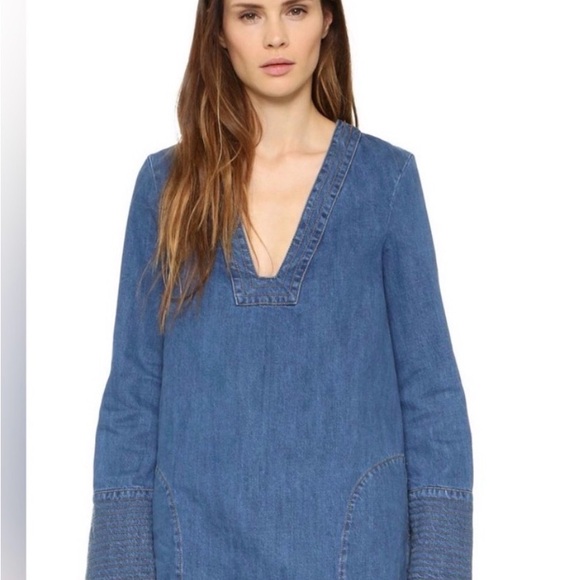 NWT Free People Dreaming Of Denim Tunic Shirt/Dress Size Large Blue Retail $128 - Picture 13 of 13